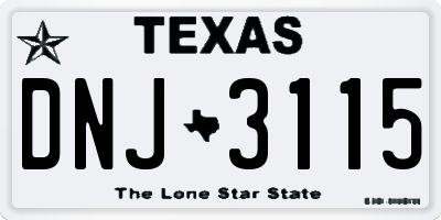 TX license plate DNJ3115