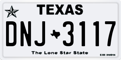 TX license plate DNJ3117