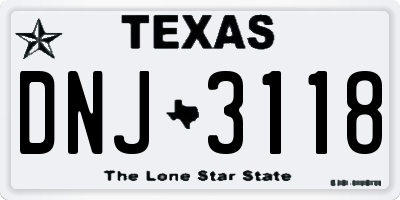 TX license plate DNJ3118