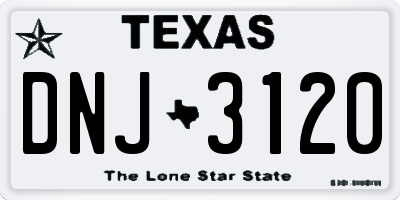 TX license plate DNJ3120