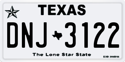 TX license plate DNJ3122