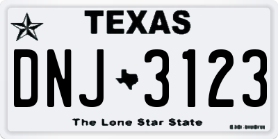 TX license plate DNJ3123