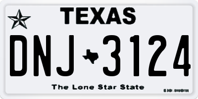 TX license plate DNJ3124