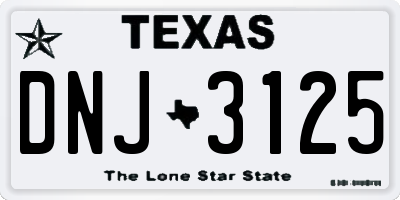 TX license plate DNJ3125