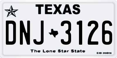 TX license plate DNJ3126