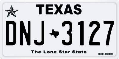 TX license plate DNJ3127