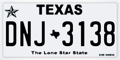 TX license plate DNJ3138