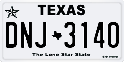 TX license plate DNJ3140
