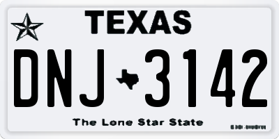 TX license plate DNJ3142
