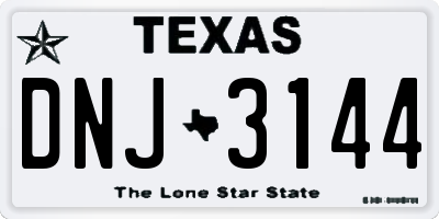 TX license plate DNJ3144