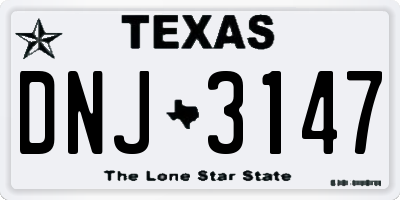TX license plate DNJ3147