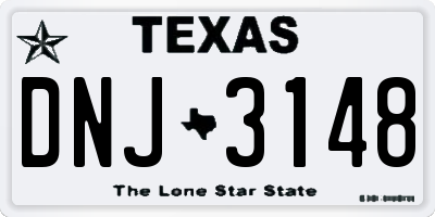 TX license plate DNJ3148