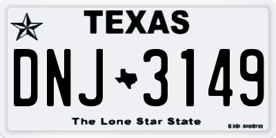 TX license plate DNJ3149