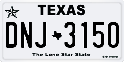 TX license plate DNJ3150
