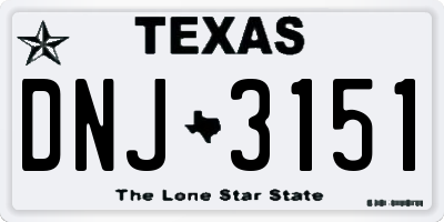 TX license plate DNJ3151