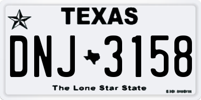 TX license plate DNJ3158