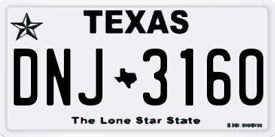 TX license plate DNJ3160