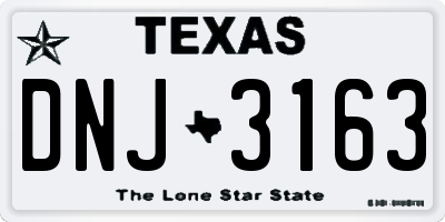 TX license plate DNJ3163