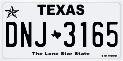 TX license plate DNJ3165