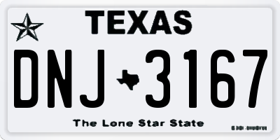 TX license plate DNJ3167