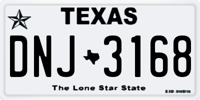 TX license plate DNJ3168