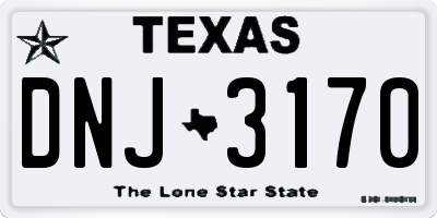 TX license plate DNJ3170