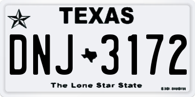 TX license plate DNJ3172