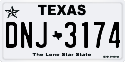 TX license plate DNJ3174