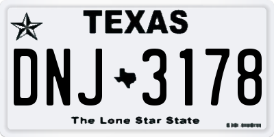 TX license plate DNJ3178