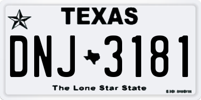 TX license plate DNJ3181