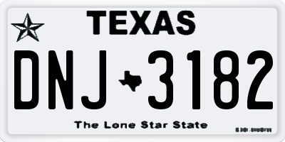 TX license plate DNJ3182