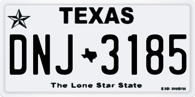 TX license plate DNJ3185