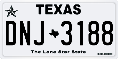TX license plate DNJ3188