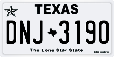 TX license plate DNJ3190