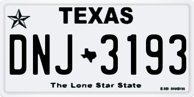 TX license plate DNJ3193