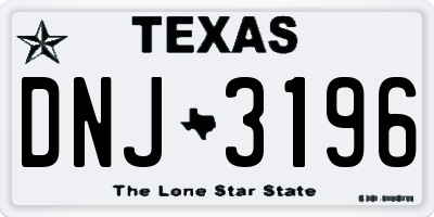 TX license plate DNJ3196