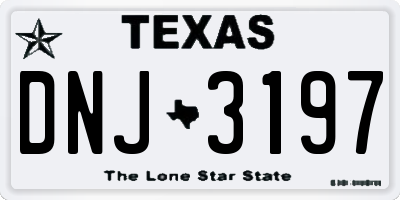 TX license plate DNJ3197
