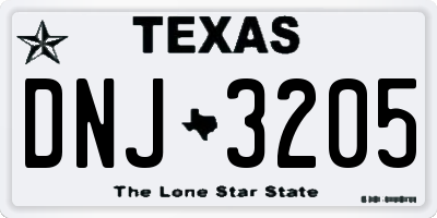 TX license plate DNJ3205
