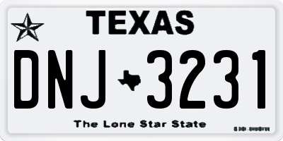 TX license plate DNJ3231