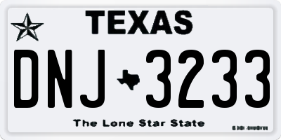 TX license plate DNJ3233