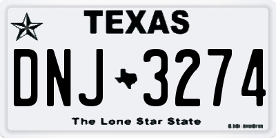 TX license plate DNJ3274