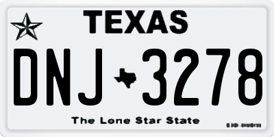TX license plate DNJ3278