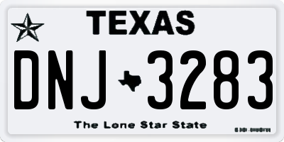 TX license plate DNJ3283