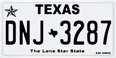 TX license plate DNJ3287