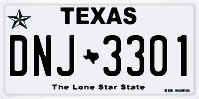 TX license plate DNJ3301