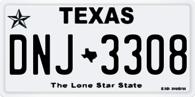 TX license plate DNJ3308