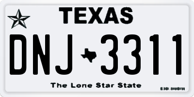 TX license plate DNJ3311