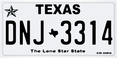 TX license plate DNJ3314