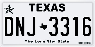 TX license plate DNJ3316