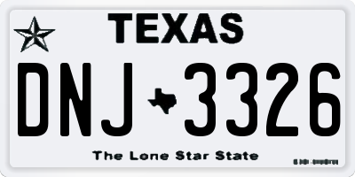 TX license plate DNJ3326